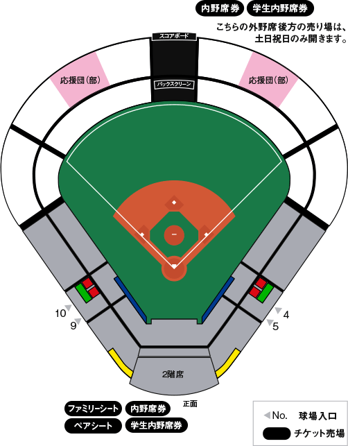 東京六大学野球2023春季リーグ戦明治神宮野球場　座席図・入場料